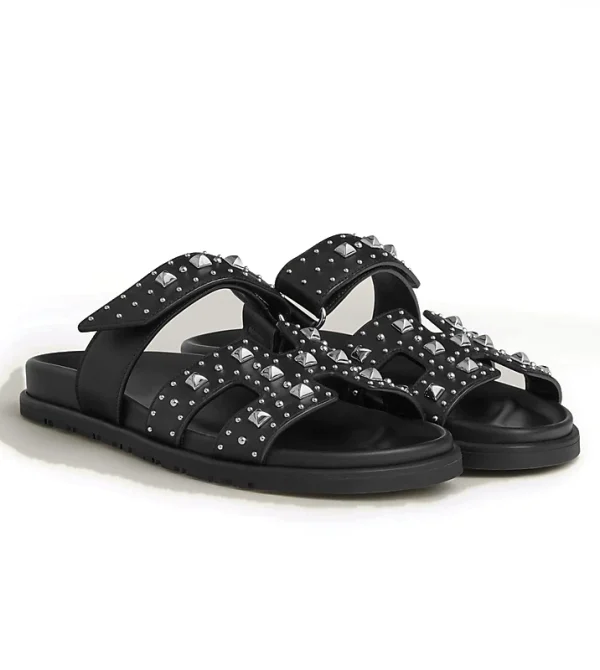 Chypre sandal - Black with Studs